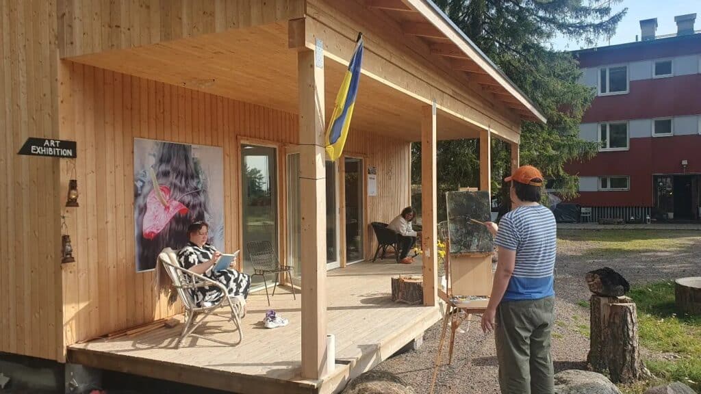Outside atelier.